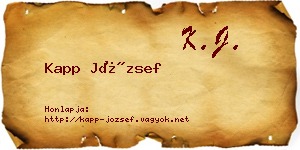 Kapp József névjegykártya